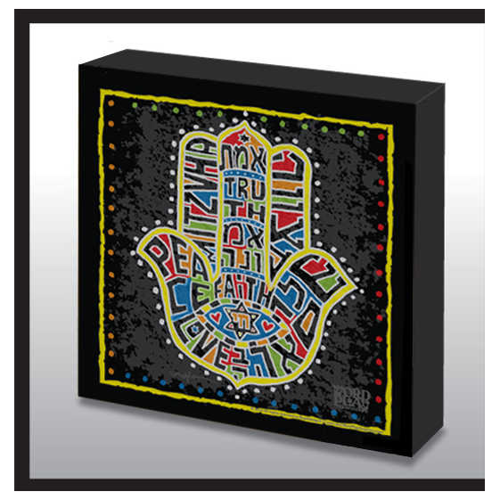 Hand Made Colorful Hamsa Wood Panel
