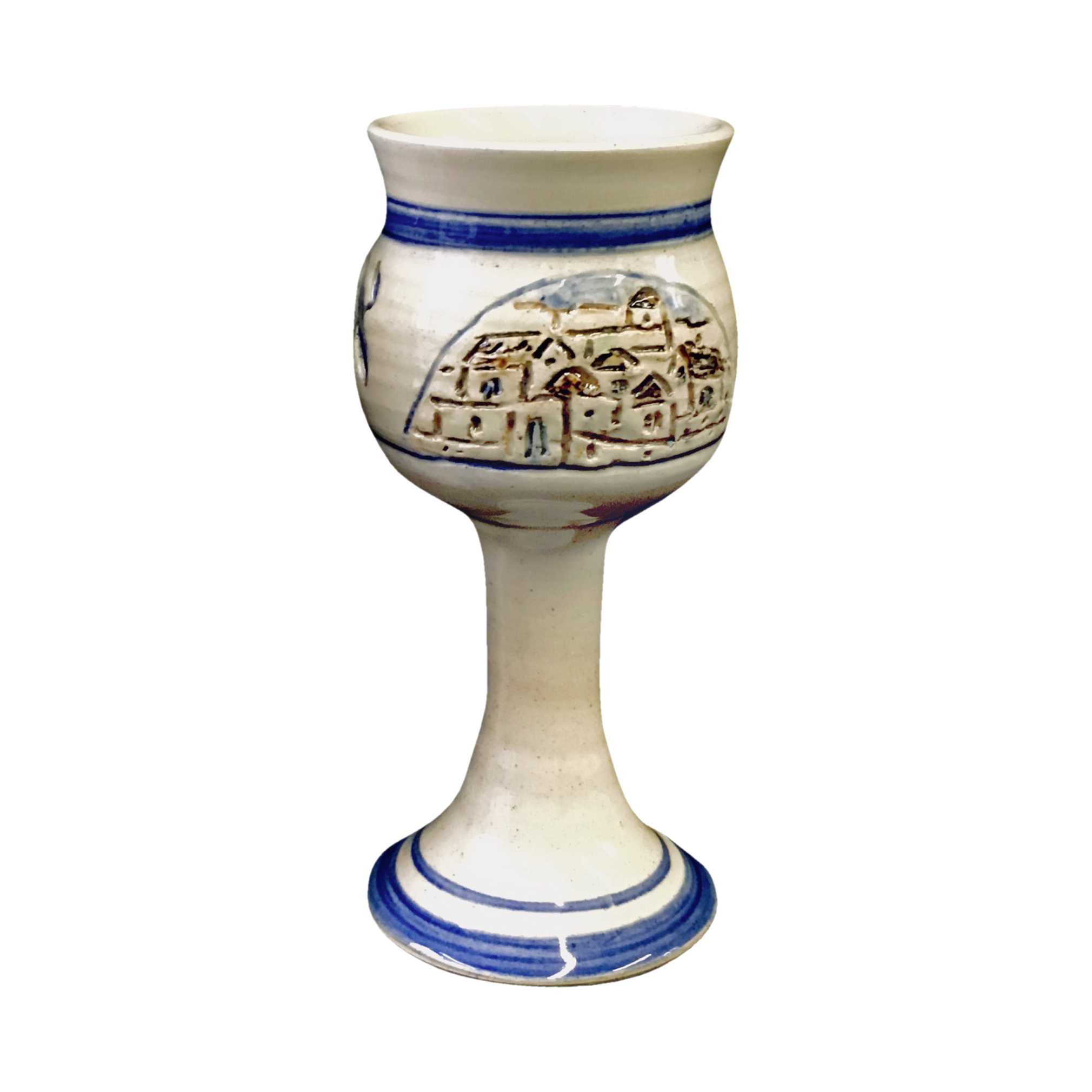 Ceramic Elijahs Large Kiddush Cup and Plate 