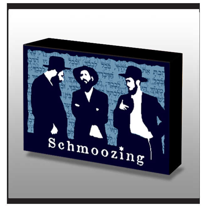 Hand Made 3 Jewish Hasids Schmoozing Wood Art Panel