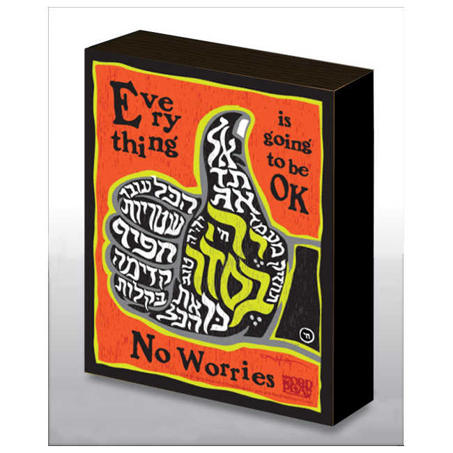 Hand Made No Worries - Thumbs Up Wood Art Panel