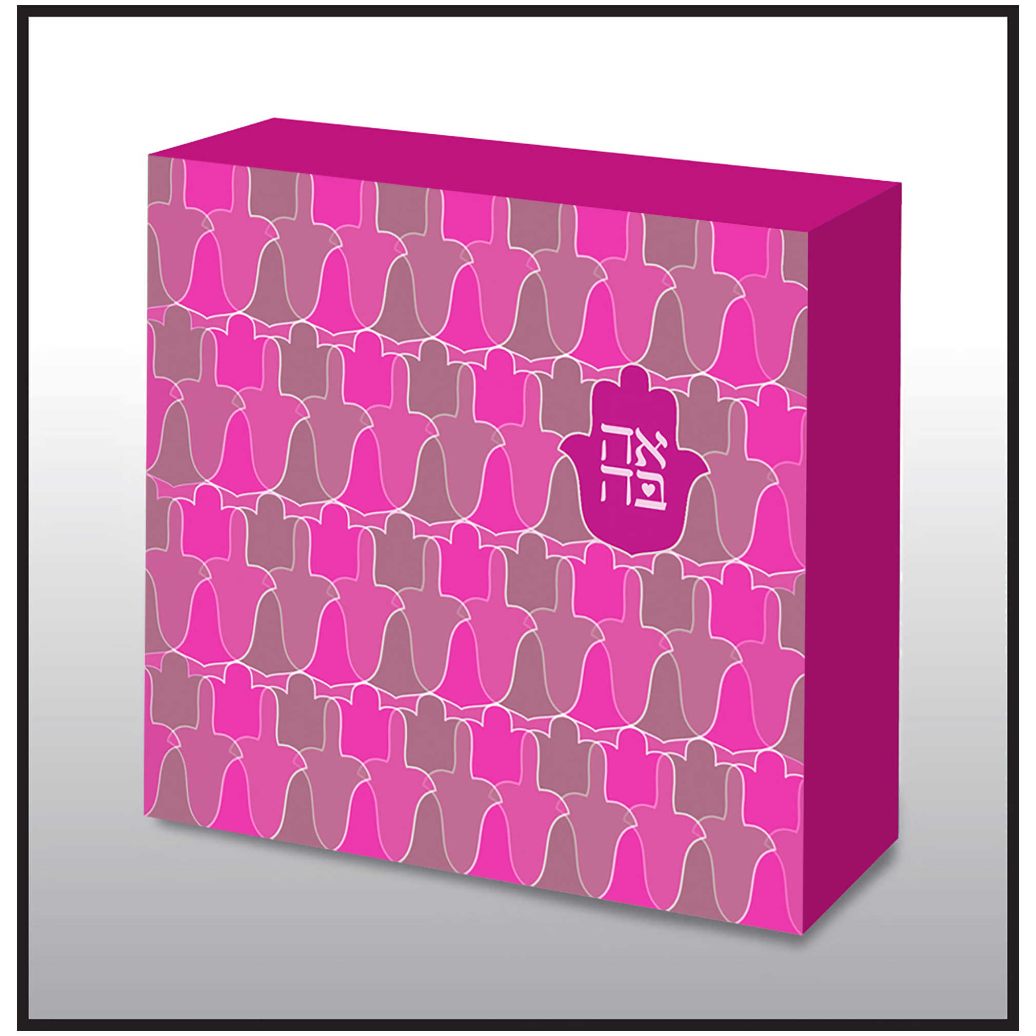 Hand Made Pink Ahava Hamsa Pattern Wood Wall Art