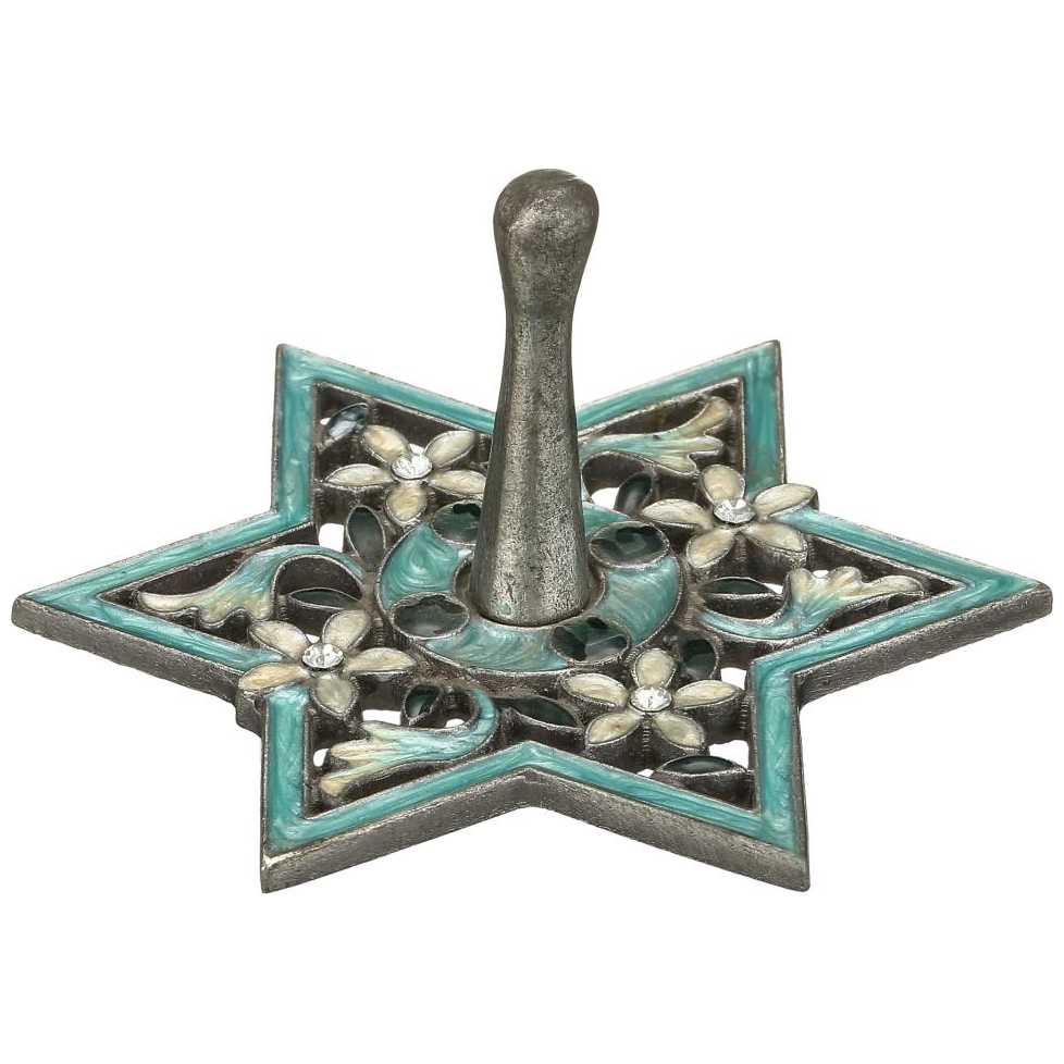 Hand-Painted Blue Floral Spinning Dreidel -Perfect For Hanukkah
