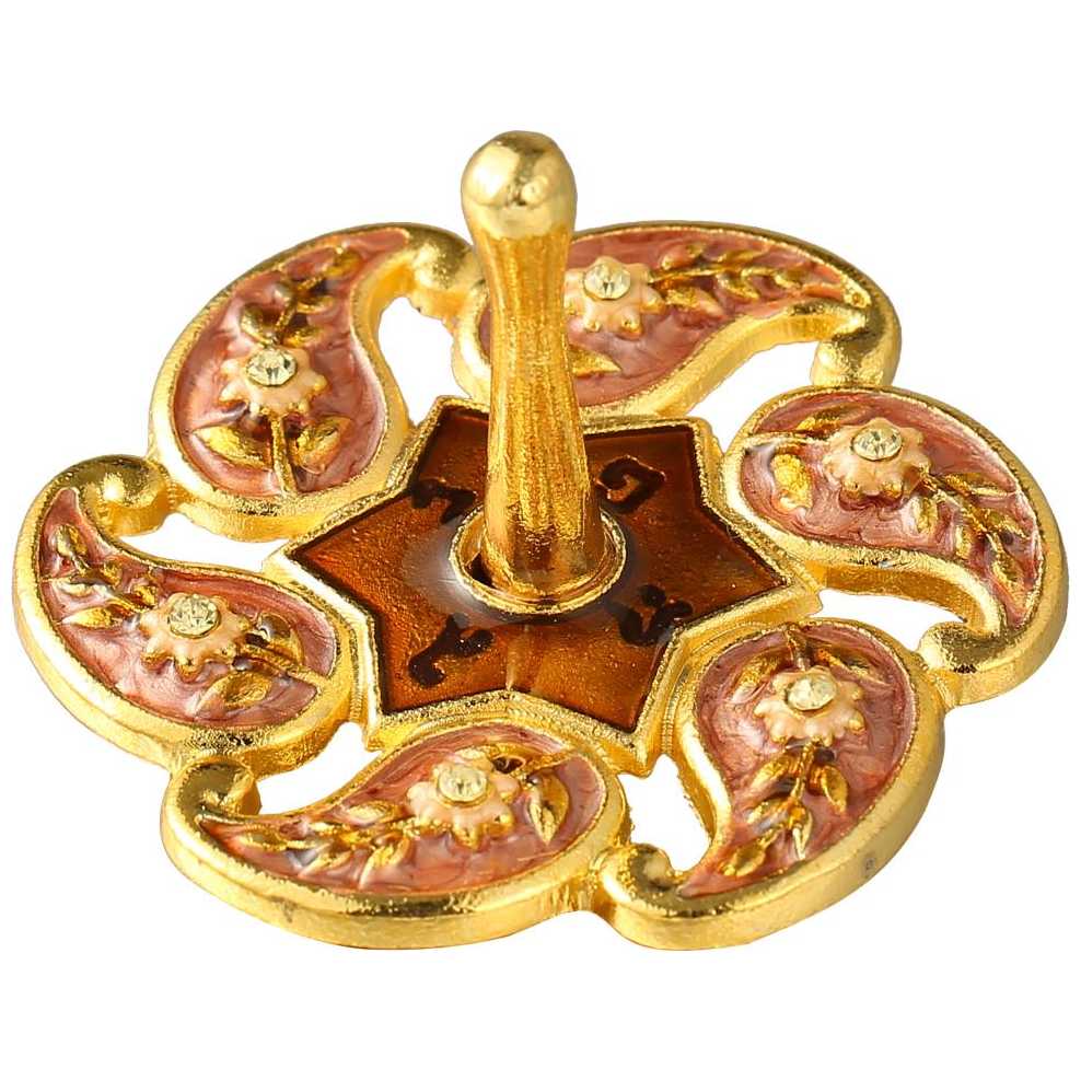 Hand-Painted Dark Red Floral Spinning Dreidel -Perfect For Hanukkah