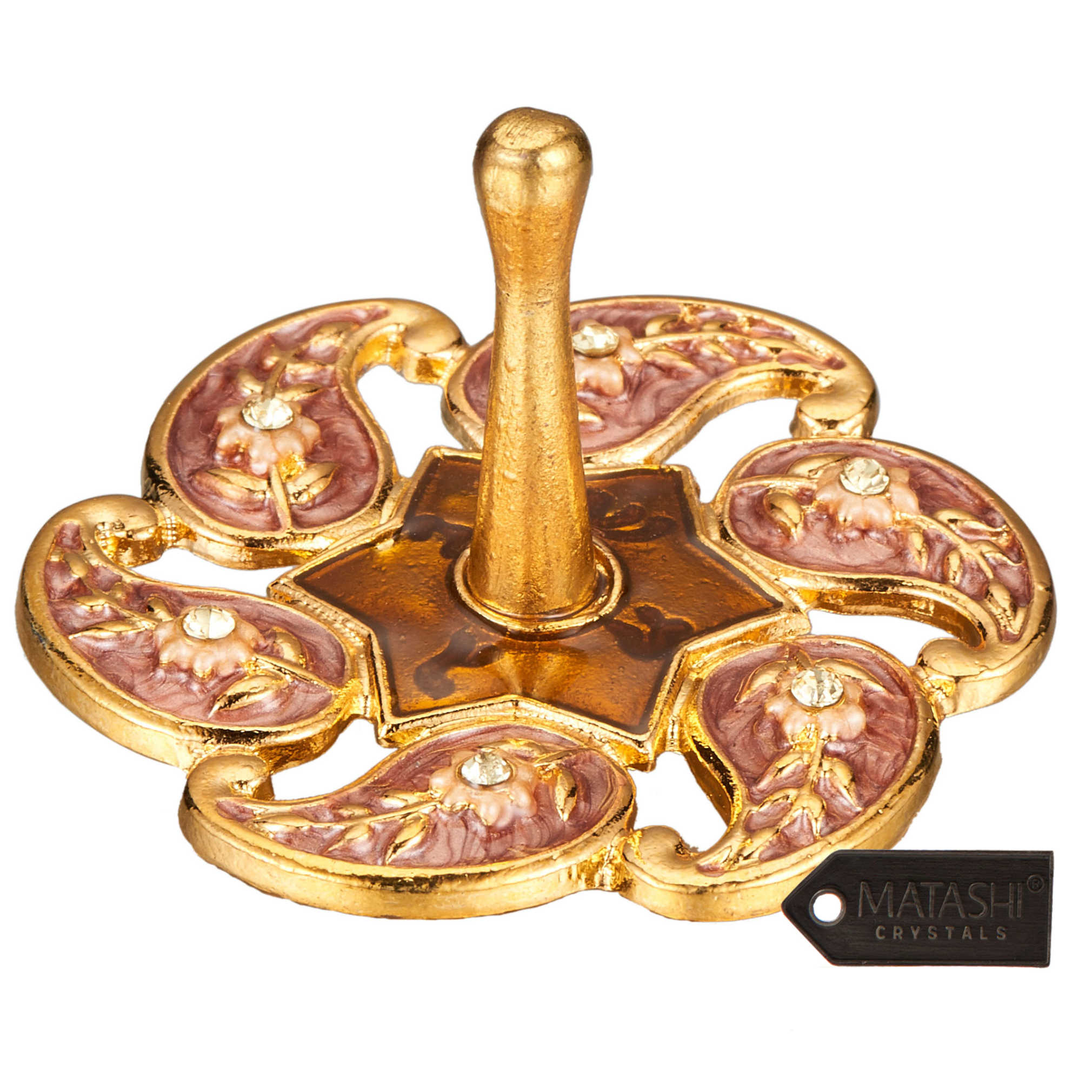 Hand-Painted Red Floral Spinning Dreidel -Perfect For Hanukkah