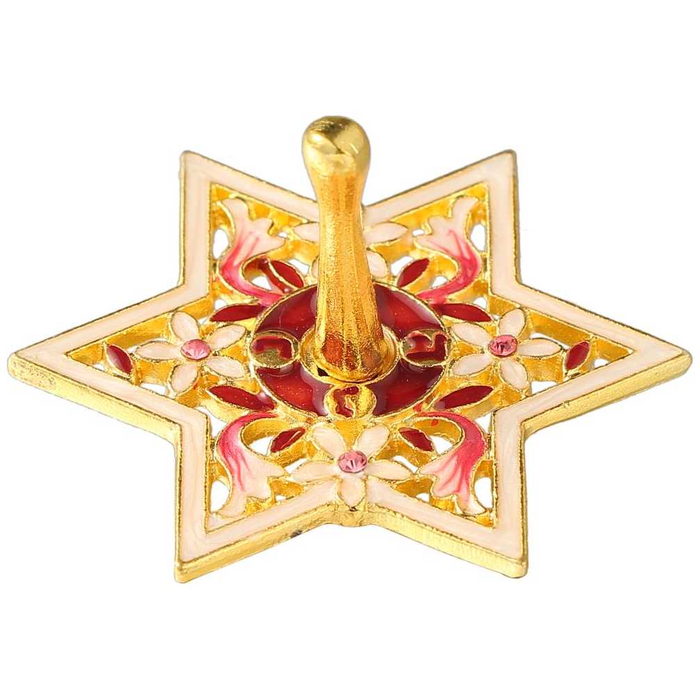 Hand-Painted Red Floral Star Of David Spinning Dreidel -Perfect For Hanukkah