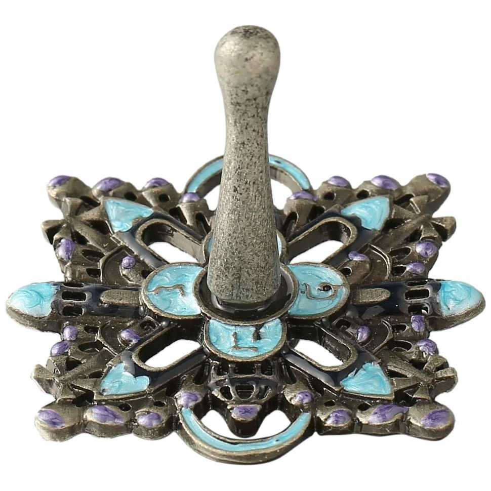 Hand-Painted Teal And Purple Spinning Dreidel -Perfect For Hanukkah