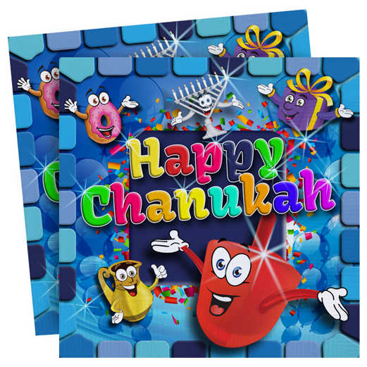 Happy Hanukkah Festive 2 Ply Napkins - Pack Of 20 -Perfect For Hanukkah