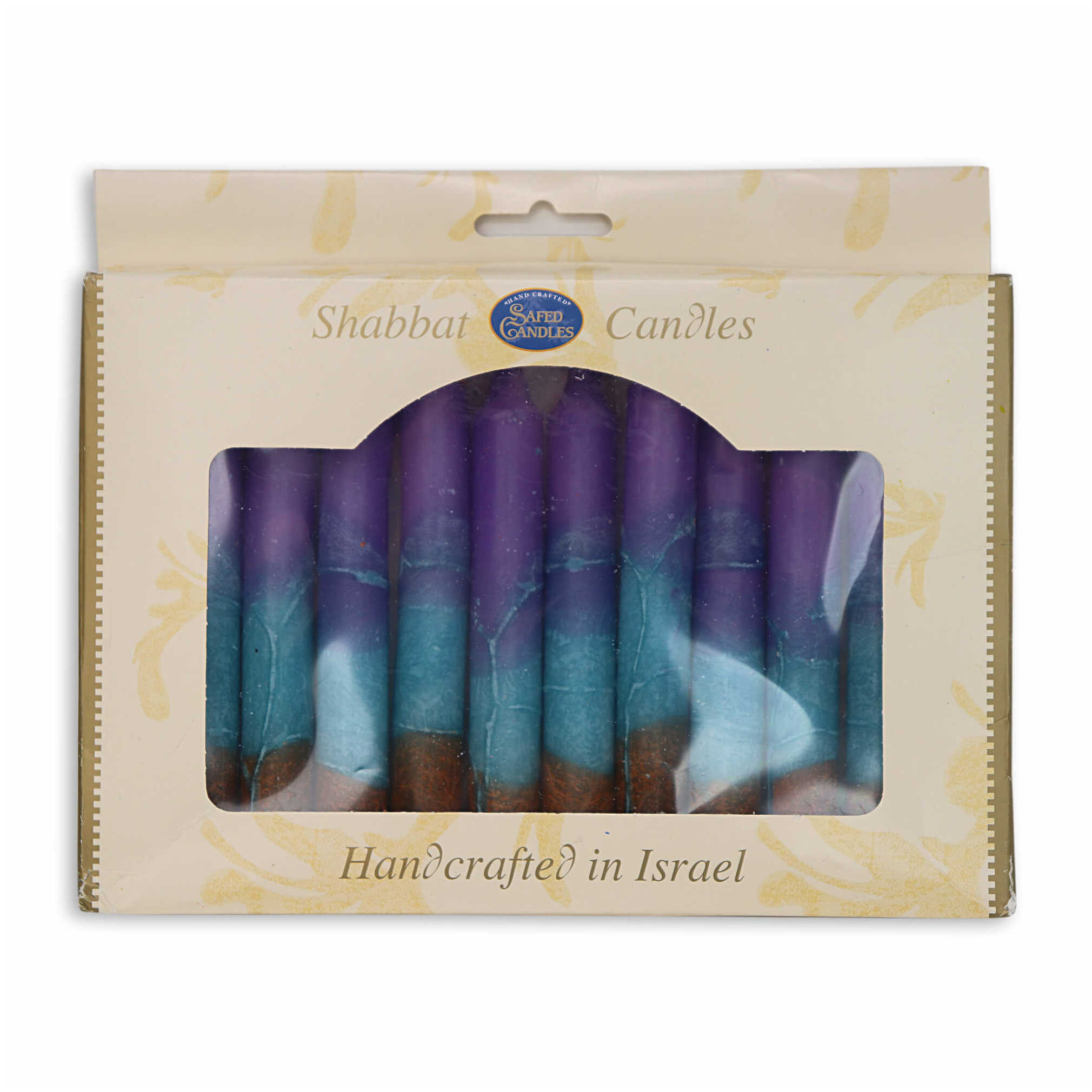 Violet Harmony Shabbat Candles 12 Pack By Safed Candles