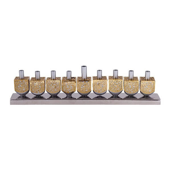 Lasercut Aluminium Dreidel Hanukkah Menorah By Yair Emanuel -Perfect For Hanukkah