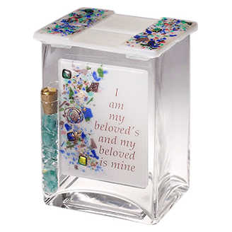 I Am My Beloved's Wedding Breaking Glass Keepsake Tzedakah Box
