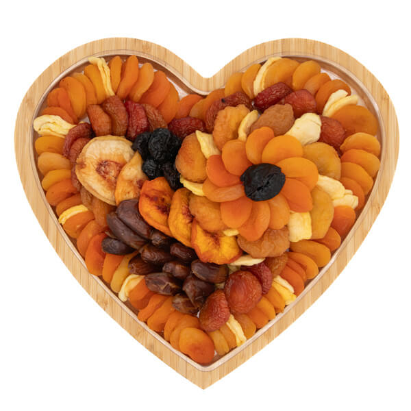 Dried Fruit Heart Shaped Bamboo Tray