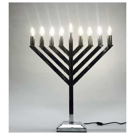 18 Inch Led Chrome Display Menorah -Perfect For Hanukkah