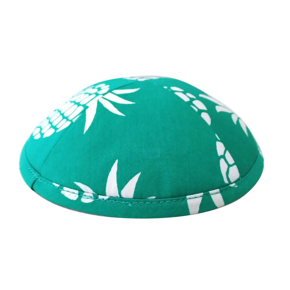 Green White Pineapples Cotton Kippah 