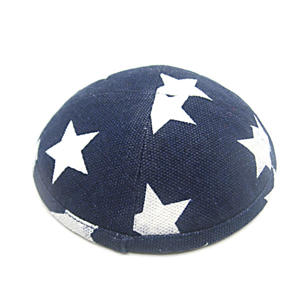 Blue White Stars Cotton Kippah 