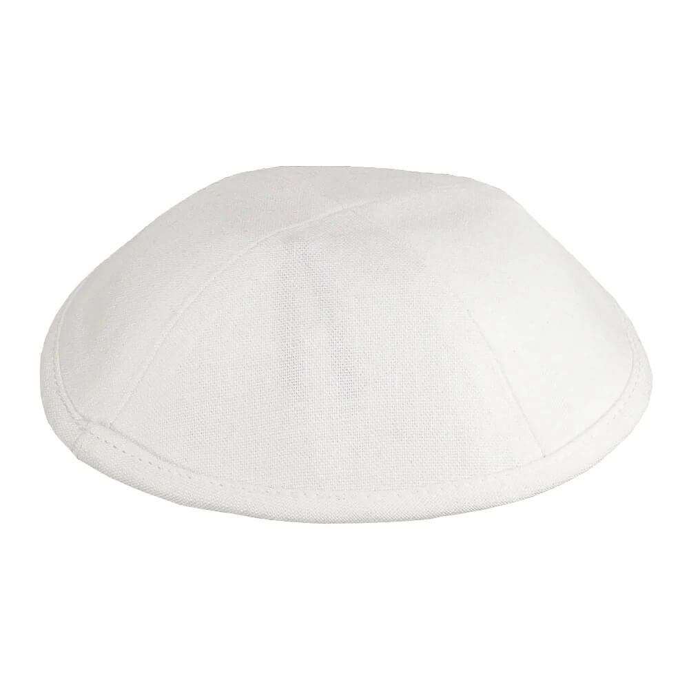 White Deluxe Linen Kippah 