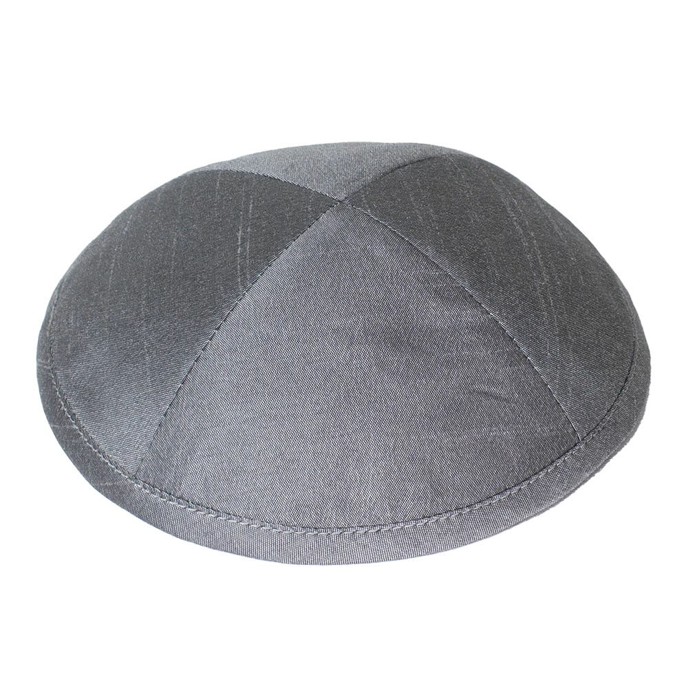 Dark Gray Raw Silk Kippah