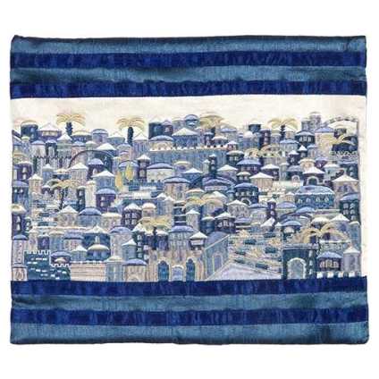 Jerusalem Embroidered Tallit Bag - Blue