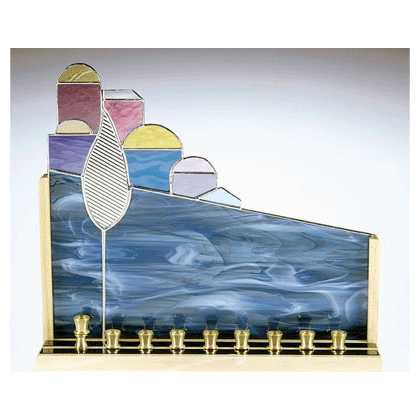 Jerusalem Stained Glass Menorah -Perfect For Hanukkah