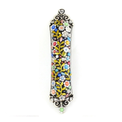 Judaica Mega Mall Stylish and Contemporary Quality Polymer Kfir Floral Pattern Mezuzah Case 