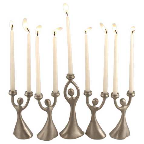 Joyous Dancing Silver Menorah -Perfect For Hanukkah