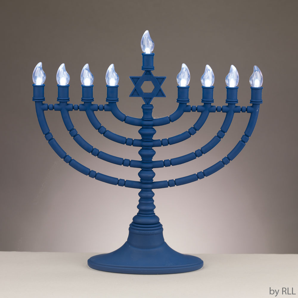 LED MENORAH,PLASTIC,NAVY,9 BULBS,BATT,USB CORD INCL,11.5",COLORBX