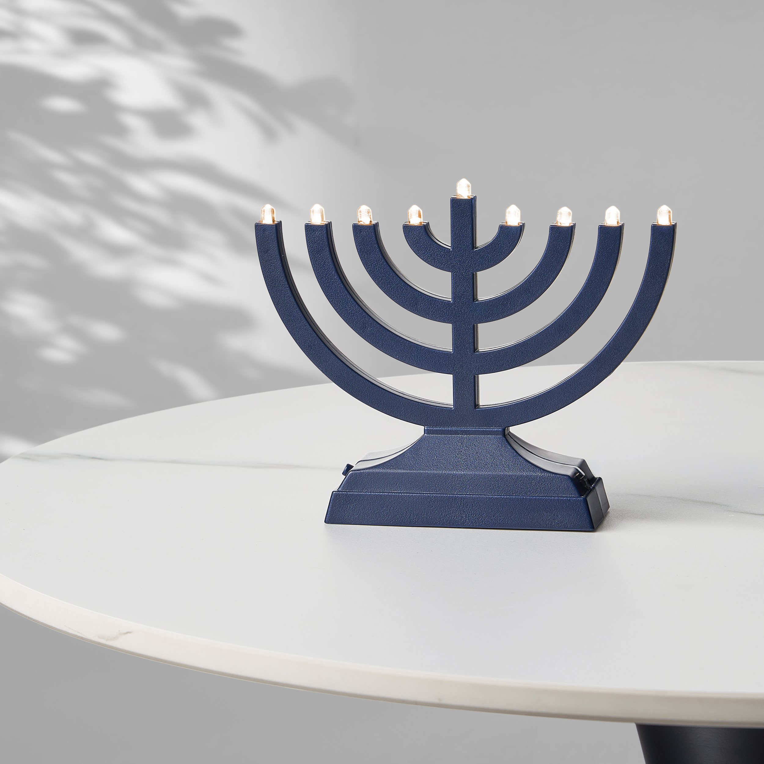 "GO MENORAH"™,INC. BULBS,MATTE NAVY,BATT/USB,6"X5",COLORBX