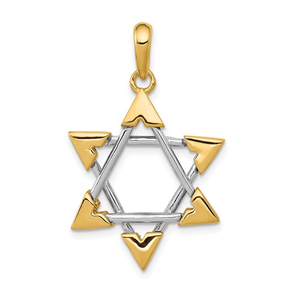 14K Two-Tone Gold Unique Star Of David Pendant