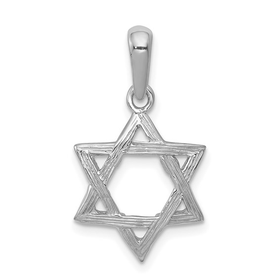 14K White Gold Textured Star Of David Pendant