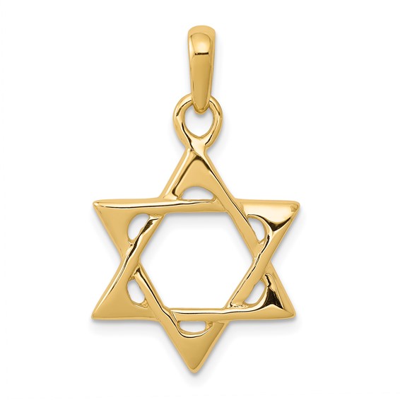 14K Yellow Gold High-Polish Classic Star Of David Pendant