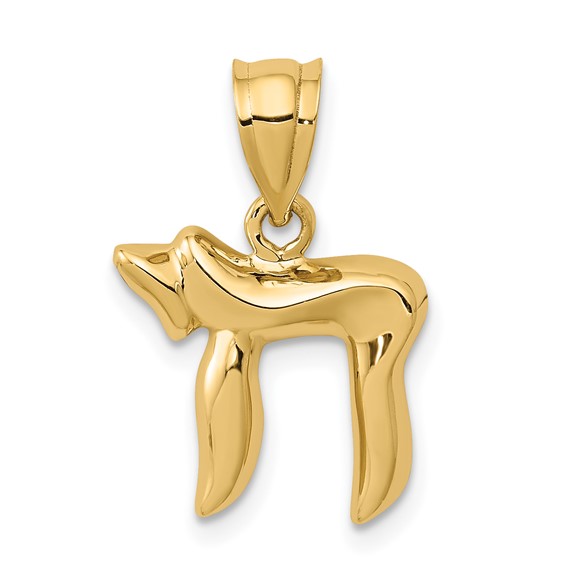 14K Polished Yellow Gold Chai Pendant