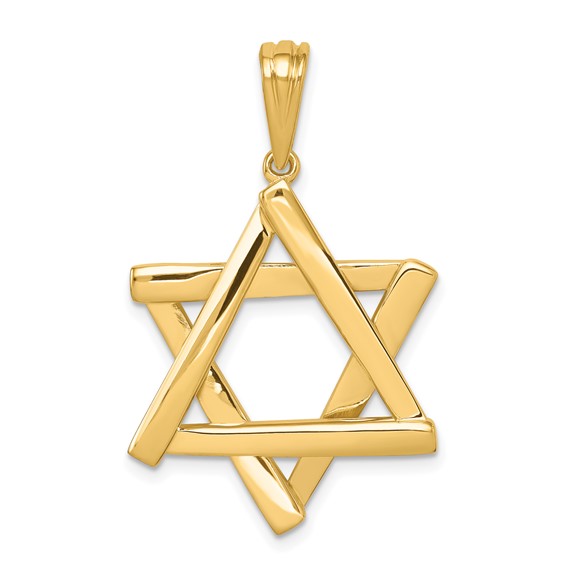 14K Yellow Gold Overlapping Star Of David Pendant
