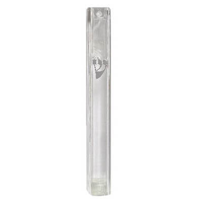 Clear Plastic Mezuzah Case Silver Shin 10cm