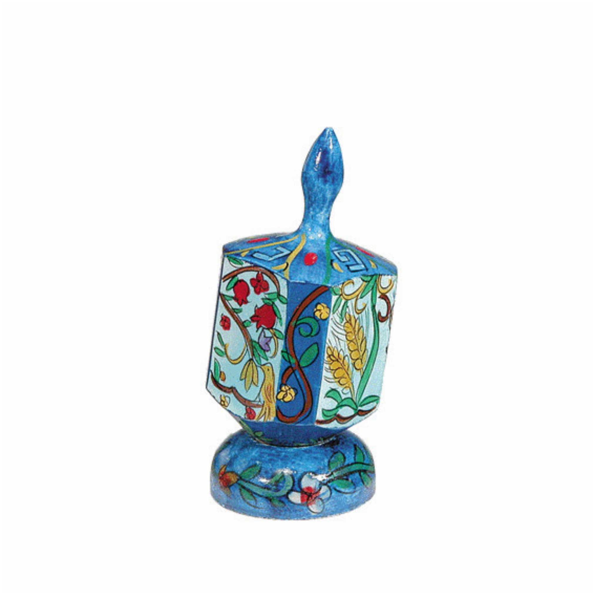 Large Wood Seven Species Dreidel By Yair Emanuel -Perfect For Hanukkah