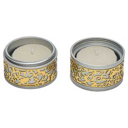 Lasercut Pomegranate Design Aluminum Travel Tealight Holders