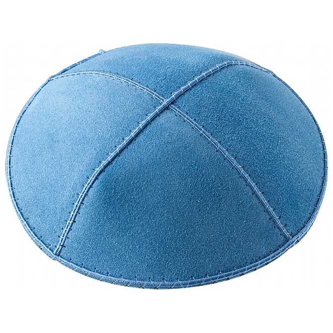 Light Blue Suede Kippah - Medium