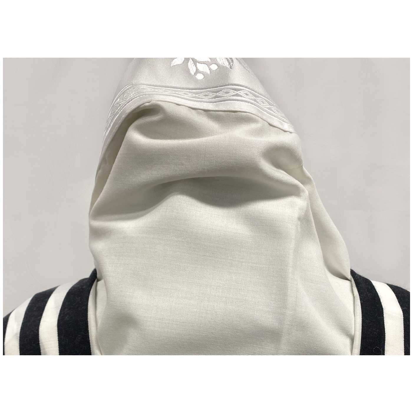 Lightweight Classic Non-Slip Wool Tallis With Black Stripes And Ashkenaz Tied Tzitzis