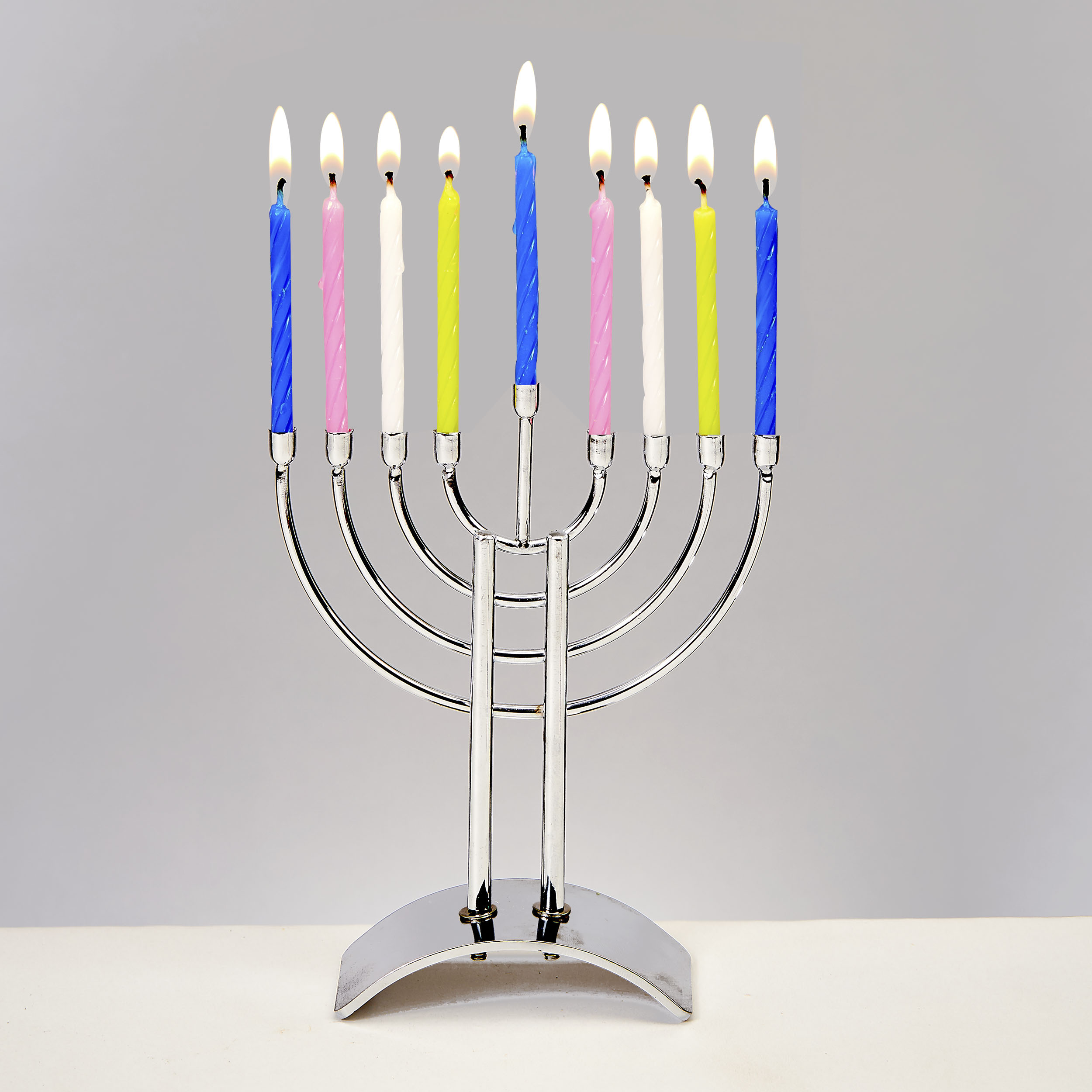 MINI MENORAH SET,HANDCRAFTED STEEL,W/24 BIRTHDAY CNDLS,4"x5",CBX