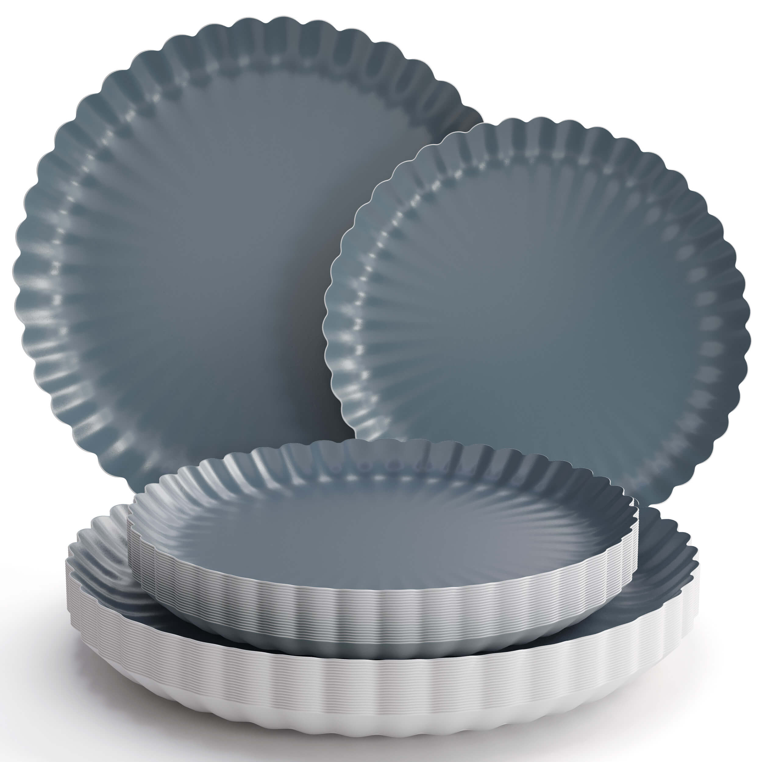 Scalloped Slate Blue Paper Combo Set | 40 10.5 In. + 40 8.5 In.