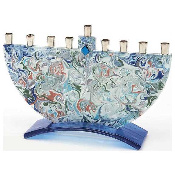Marbled Tie Dye Menorah -Perfect For Hanukkah