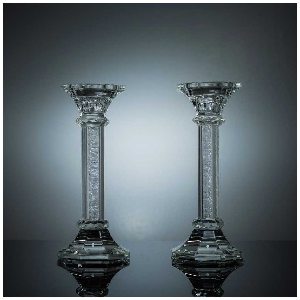 7" Matching Crystal Candlestick Set With Crystal Filled Stems
