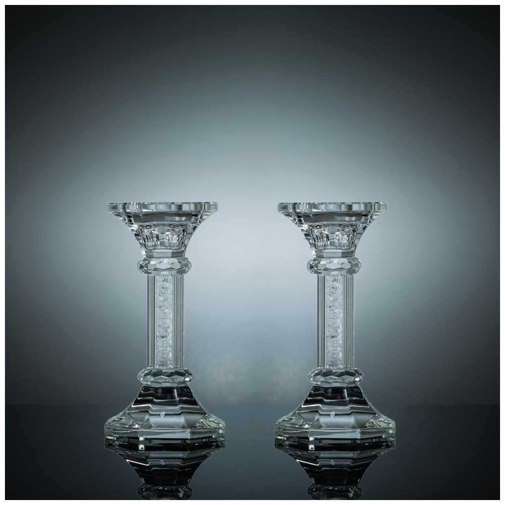 6" Matching Crystal Candlestick Set With Crystal Filled Stems