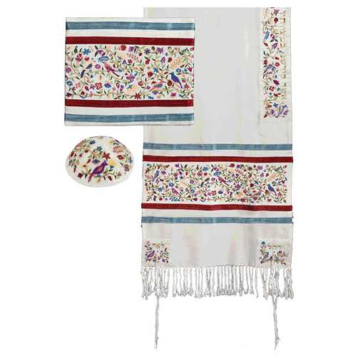 Multi-Color Silk Matriarchs Silk Tallit Set By Yair Emanuel - 20" X 75"
