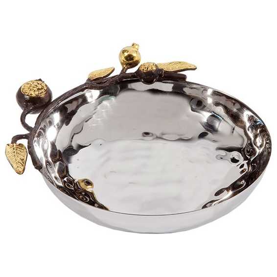Round Golden Pomegranate Bowl - Medium By Yair Emanuel