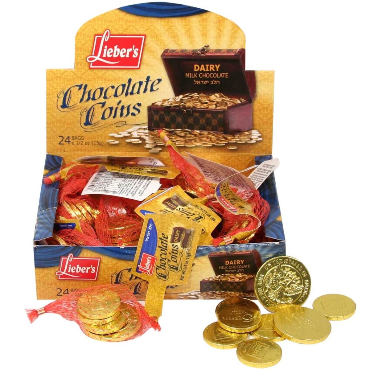 Box Of Milk Chocolate Hanukkah Gelt -24 Bags (Cholov Yisroel) -Perfect For Hanukkah