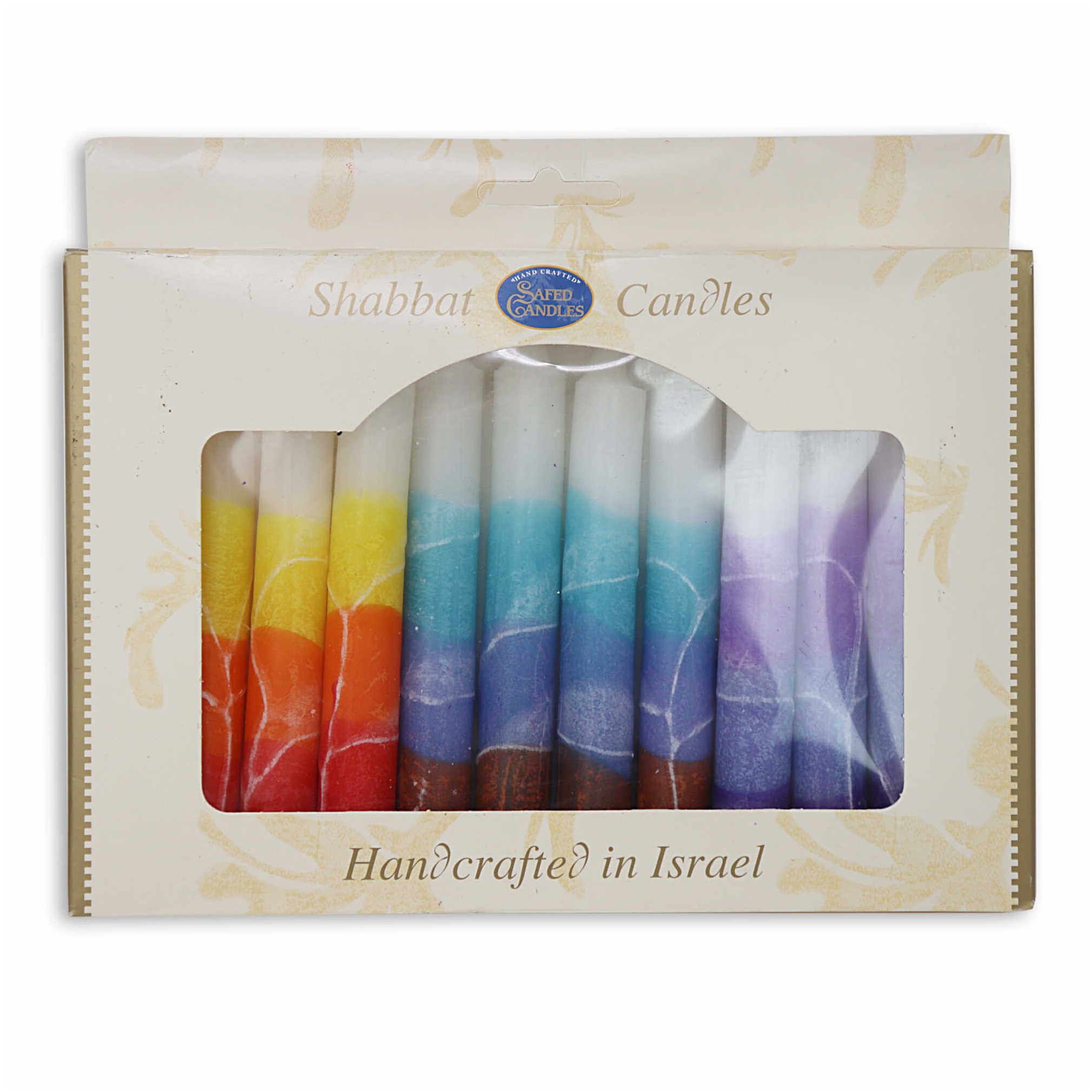 White Mixed Shabbat Candle 12 Pack  By Safed Candles