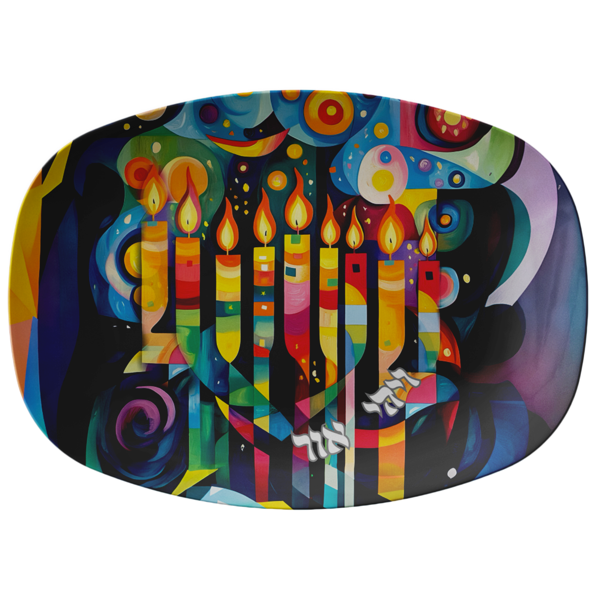 Modern Colorblock Menorah Serving Tray