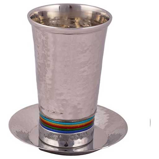 Multi Stripes Hammered Kiddush Cup