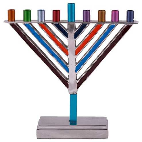 Multicolor Large Enamel Painted Chabad Hanukkah Menorah Yair Emanuel -Perfect For Hanukkah