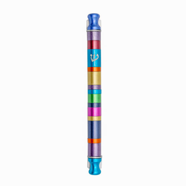 Cylinder Striped Mezuzah Case 12cm - Multicolor