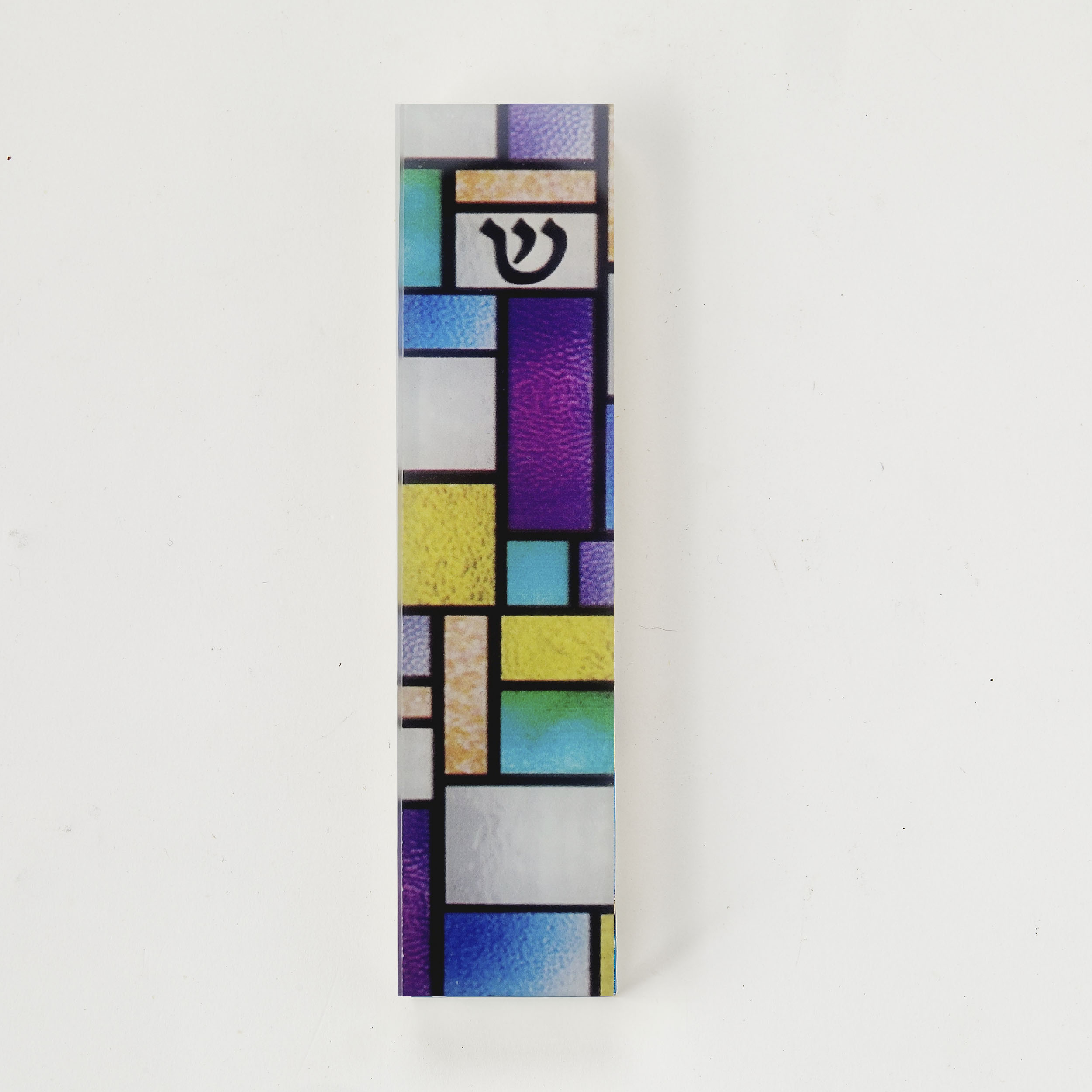 MEZUZAH, ART GLASS, "STAINED GLASS", 5.5", GIFT BOX